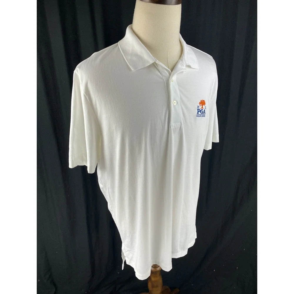 Polo Ralph Lauren PGA Ocean Course Golf Polo Shirt‎ L White Wicking Athletic